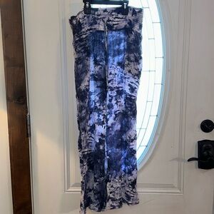 PEACE PEARLS Blue & White High Waist Wide Leg Womens Pants Size S